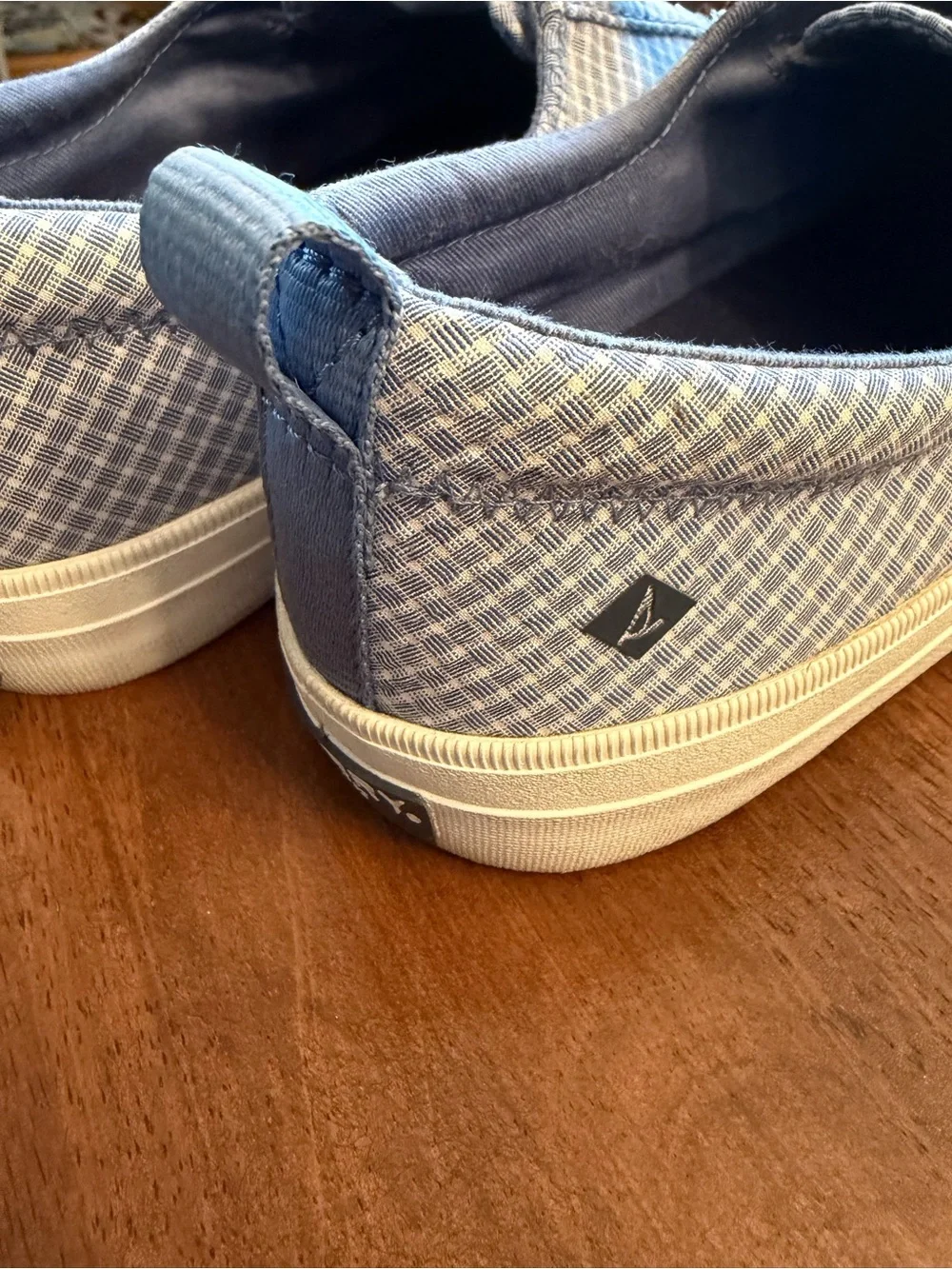 Sperry Light Blue Plaid Slip On Sneakers - Picture 8 of 11
